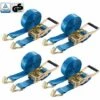 AREBOS 4 X Ceinture De Tension 8 M | Sangles De Manutention | 4000 Kg | Deux Pièces Avec Crochet - Bleu