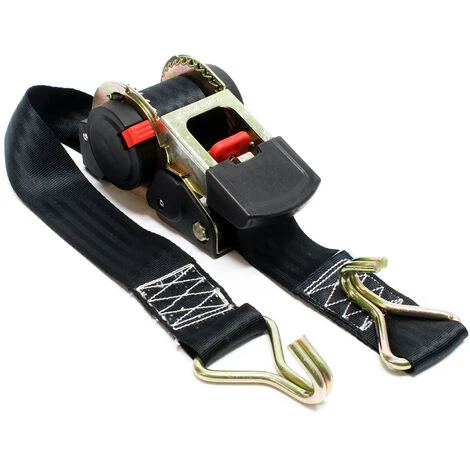 WILTEC Sangle D’arrimage 1,8m X 50mm Traction 750 DaN PES Crochet En Forme S Avec Tendeur à Cliquet 2 WILTEC Sangle D’arrimage 1,8m X 50mm Traction 750 DaN PES Crochet En Forme S Avec Tendeur à Cliquet – Image 2