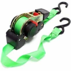 WILTEC Sangle D’arrimage 3,5m X 25mm Traction 320 DaN PES Crochet En Forme S Avec Tendeur à Cliquet