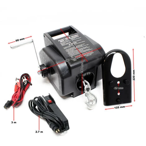 WILTEC Treuil électrique 12 Volts Traction Jusqu’à 2267 Kg Treuil à Câble Manivelle Outil Bateau Remorque 2 WILTEC Treuil électrique 12 Volts Traction Jusqu’à 2267 Kg Treuil à Câble Manivelle Outil Bateau Remorque – Image 2