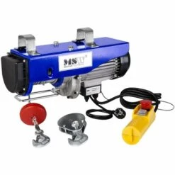 MSW Treuil Palan Électrique Levage À Câble 230V 400 / 800 Kg 1300W + Télécommande - Bleu