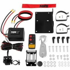 MSW Treuil 4X4 Treuil Électrique 12V 1590 Kg 1000 W 4 Tonnes Câble Acier Poulie - Noir -Treuil, cric, palan et accessoires Soldes Boutique 13814931 4