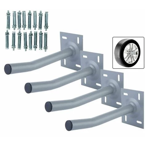 Varan Motors - HYAOU-1 Support Mural De Roues, Range-pneus, Range-roues En Acier, 4 Pièces, 50kg Max Par Support - Gris 1 Varan Motors - HYAOU-1 Support Mural De Roues, Range-pneus, Range-roues En Acier, 4 Pièces, 50kg Max Par Support - Gris