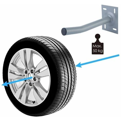 Varan Motors - HYAOU-1 Support Mural De Roues, Range-pneus, Range-roues En Acier, 4 Pièces, 50kg Max Par Support - Gris 2 Varan Motors - HYAOU-1 Support Mural De Roues, Range-pneus, Range-roues En Acier, 4 Pièces, 50kg Max Par Support - Gris – Image 2