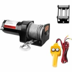 MSW Treuil 4X4 Treuil Électrique 12V Quad 907 Kg 750 W Câble En Acier 15 M 4 Mm - Noir