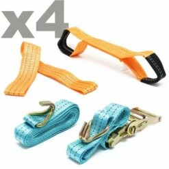 WILTEC Jeu 4 Sangle D’arrimage Tour Roue Transport Auto 50mmx3,5m 3000 DaN Sangle Fixation Serrage Sécurité -Treuil, cric, palan et accessoires Soldes Boutique 14647852 3