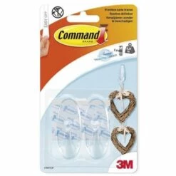 COMMAND 17091CLR LOT DE 2 CROCHETS + 4 BANDES ADHÉSIVES TRANSPARENT TAILLE M CHARGE MAX. 0,9 KG