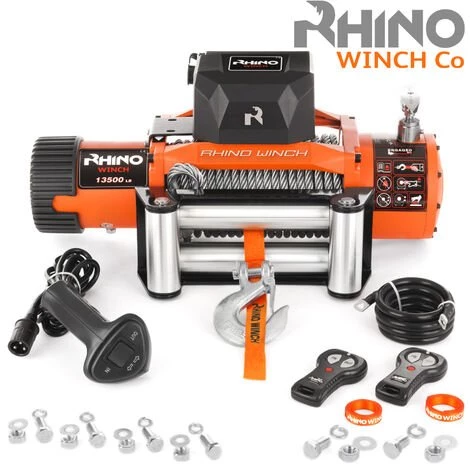 Rhino Winch Treuil électrique RHINO 13500lb / 6125kg 24v - Câble D'acier Avec Télécommande Sans Fil - Garantie 2 Ans 1 Rhino Winch Treuil électrique RHINO 13500lb / 6125kg 24v - Câble D'acier Avec Télécommande Sans Fil - Garantie 2 Ans