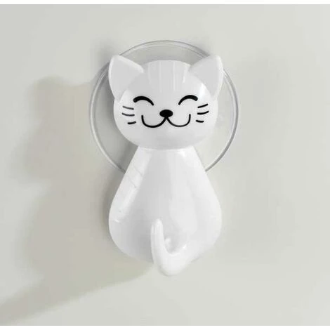 WENKO Crochet à Ventouse Chat Blanc 4 WENKO Crochet à Ventouse Chat Blanc – Image 4