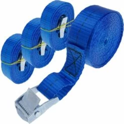 PrimeMatik - Lot De 4 Sangles D'arrimage Avec Boucle De 2,5m X 25mm 250Kg, Couleur Bleue