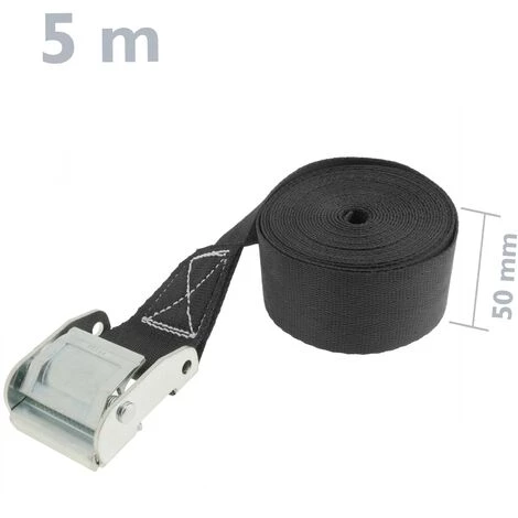 PrimeMatik - Lot De 2 Sangles D'arrimage Avec Boucle De 5m X 50mm 1200Kg, Couleur Noire 2 PrimeMatik - Lot De 2 Sangles D'arrimage Avec Boucle De 5m X 50mm 1200Kg, Couleur Noire – Image 2