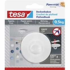 Tesa 77781 Crochet De Plafond Tesa ® Pour Papiers Peints Et Plâtre (0,5 Kg) Blanc Contenu: 1 Pc(s)