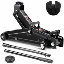 DEUBA Set Cric Hydraulique 3 Tonnes Patin En Caoutchouc Anti-rayures Set Compact Et Robuste Levée De 135 à 400 Mm