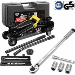 DEUBA Cric Hydraulique 2 Tonnes Voiture Véhicule Levée 135-330 Mm - Clé Dynamométrique