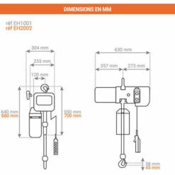 APPAREIL DE LEVAGE - MATISERE Palan électrique à Chaîne - 2 Vitesses - Cap. 250kg - Longueur 3m - EH251 -Treuil, cric, palan et accessoires Soldes Boutique 19784675 3
