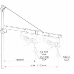 WILTEC Bras Pivotant Levage Palan Support 600g 110cm Treuil Câble Potence Fixation -Treuil, cric, palan et accessoires Soldes Boutique 23016040 4