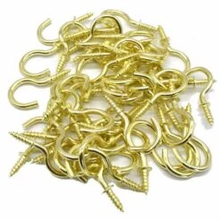 DEVENIRRICHE Crochets De Plafond Plaqués En Laiton 50PCS Cups Crochets à Vis 7/8 Pouces