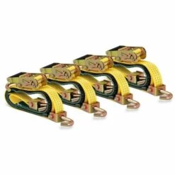 MSW 4x Sangle D'Arrimage À Cliquet Tendeur Pour Remorques Voiture 2,5m X 38mm 1,5t - Blanc