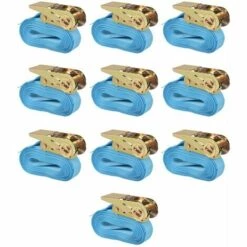 ASUPERMALL Sangle D’arrimage A Cliquet 10 Pcs 0,8 Tonne 4 M X 25 Mm Bleu