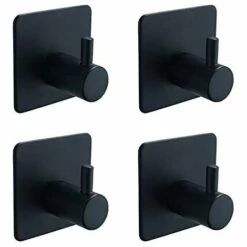 BETTERLIFE 4 Pièces, Crochet à Serviette Auto-adhésif, Noir, Crochet De Peignoir, Crochet Mural, Acier Inoxydable, Salle De Bain Et Cuisine, Porte-serviettes, Porte-manteau, Pas De Perçage