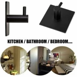 BETTERLIFE 4 Pièces, Crochet à Serviette Auto-adhésif, Noir, Crochet De Peignoir, Crochet Mural, Acier Inoxydable, Salle De Bain Et Cuisine, Porte-serviettes, Porte-manteau, Pas De Perçage -Treuil, cric, palan et accessoires Soldes Boutique 26496878 4