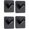 BETTERLIFE 4 Pièces, Crochet à Serviette Auto-adhésif, Noir, Crochet à Serviette Auto-adhésif Sans Trous Pour Salle De Bain Et Cuisine Crochet à Manteau Noir En Acier Inoxydable