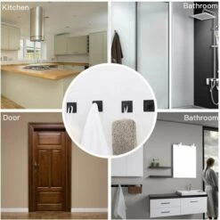 BETTERLIFE 4 Pièces, Crochet à Serviette Auto-adhésif, Noir, Crochet à Serviette Auto-adhésif Sans Trous Pour Salle De Bain Et Cuisine Crochet à Manteau Noir En Acier Inoxydable -Treuil, cric, palan et accessoires Soldes Boutique 26496879 4