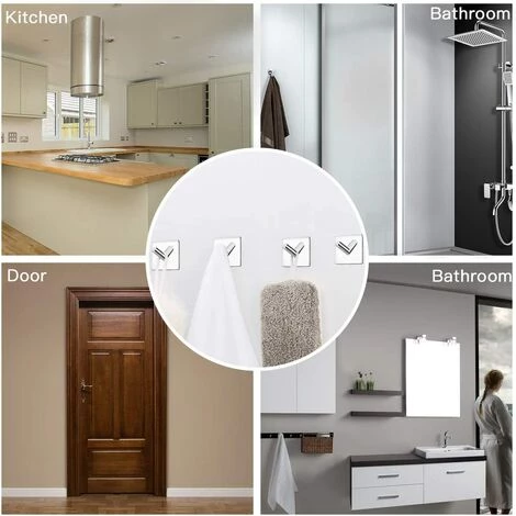 BETTERLIFE 4 Crochets Auto-adhésifs En Acier Inoxydable Peuvent être Utilisés Pour Accrocher Des Peignoirs, Des Serviettes, Des Patères Et Des Articles De Toilette, Adaptés à La Cuisine, à La Salle De Bain, Au Salon 4 BETTERLIFE 4 Crochets Auto-adhésifs En Acier Inoxydable Peuvent être Utilisés Pour Accrocher Des Peignoirs, Des Serviettes, Des Patères Et Des Articles De Toilette, Adaptés à La Cuisine, à La Salle De Bain, Au Salon – Image 4