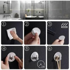 BETTERLIFE 4 Crochets à Serviettes Auto-adhésifs, Crochets De Peignoir Ronds, Crochets Muraux, Porte-serviettes De Salle De Bain Et De Cuisine En Acier Inoxydable, Patères, Pas De Perçage -Treuil, cric, palan et accessoires Soldes Boutique 26496882 5