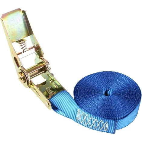 FIXKIT 10 PCS Sangle De Serrage à Cliquet Monobloc En Polyester Et Acier, CE (25mm X 6m, 800kg, Bleu) 3 FIXKIT 10 PCS Sangle De Serrage à Cliquet Monobloc En Polyester Et Acier, CE (25mm X 6m, 800kg, Bleu) – Image 3