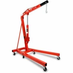 EBERTH Grue D’atelier Chèvre De Levage Dune Puissance Maximale De 2000kg, Grue Hydraulique Pour Latelier Avec Flèche De Grue Réglable En 4 Positions 1050-1590mm, Pliable, 6 Roues Pivotantes