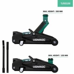VONROC Cric à Levier 2000 Kg Max. - Plage De 13,5 à 33 Cm - Roues Pivotantes, Soupape De Sécurité Intégrée -Treuil, cric, palan et accessoires Soldes Boutique 29874130 3