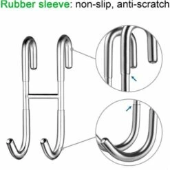 DEVENIRRICHE 2PCS Crochets De Douche En Acier Inoxydable Crochets De Salle De Bain Avec Protection En Silicone Pour Paroi De Douche En Verre Douche Murale Crochet à Serviettes -Treuil, cric, palan et accessoires Soldes Boutique 30026839 3