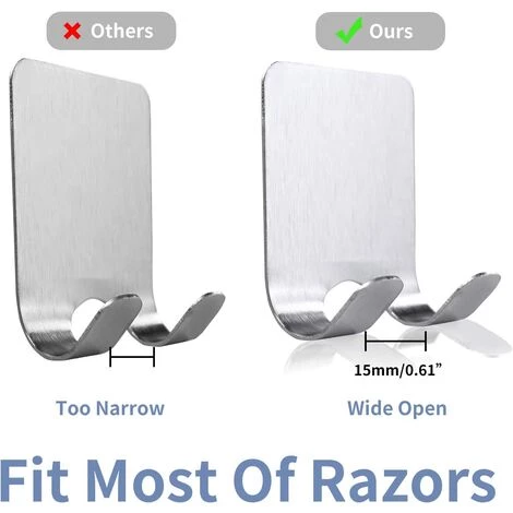 DEVENIRRICHE Crochet Adhésif Porte Rasoir Double Crochet Métal Waterproof Support De Rasoir Accroche Serviette Salle De Bain En Acier INOX Pour La Douche Peut Supporter Jusqu'à 1 Kg (4 Pièces) 2 DEVENIRRICHE Crochet Adhésif Porte Rasoir Double Crochet Métal Waterproof Support De Rasoir Accroche Serviette Salle De Bain En Acier INOX Pour La Douche Peut Supporter Jusqu'à 1 Kg (4 Pièces) – Image 2