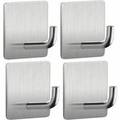 BRIDAY 4PCS Crochet Adhésif, Crochet Imperméable Et Résistant En Acier Inoxydable Pour Salle De Bain, Cuisine, Mur, Porte, Armoire