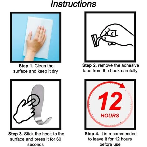 DEVENIRRICHE 6pc Puissants Crochets Auto-adhésifs - Crochet En J Robuste Et Résistant Pour Une Utilisation Générale De La Cuisine De La Salle De Bain Crochets Muraux Collants Imperméables 4 DEVENIRRICHE 6pc Puissants Crochets Auto-adhésifs - Crochet En J Robuste Et Résistant Pour Une Utilisation Générale De La Cuisine De La Salle De Bain Crochets Muraux Collants Imperméables – Image 4