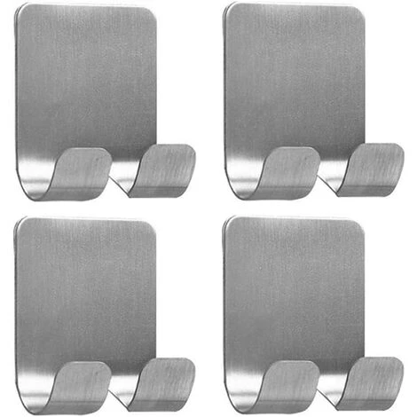 DEVENIRRICHE 4pcs Crochets Adhésifs Muraux En Acier Inoxydable, Pour Accrocher Les Clés, Robe, Manteau, Serviette, Coller Les Crochets Sur L'Armoires/Portes/Cuisine 1 DEVENIRRICHE 4pcs Crochets Adhésifs Muraux En Acier Inoxydable, Pour Accrocher Les Clés, Robe, Manteau, Serviette, Coller Les Crochets Sur L'Armoires/Portes/Cuisine