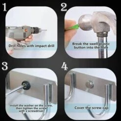 DEVENIRRICHE Newness Crochet De Porte, 2 Pièces Crochet Mural Patères Porte Manteaux, Patère à Crochets En Acier INOX, Patère à Crochets Murale Pour Armoire Cuisine Salle De Bain -Treuil, cric, palan et accessoires Soldes Boutique 31512023 3