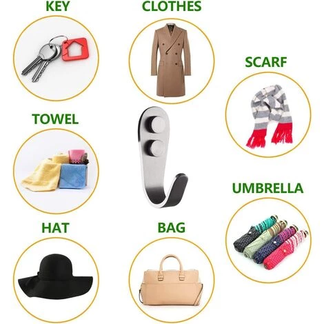 DEVENIRRICHE Crochets Porte Manteau En Acier Inoxydable, 6 Pièces Crochet Mural Porte Serviette, Patère Murale Individuelle Crochets Porte Manteau à Visser Pour Salle De Bain Peignoir Chambre Muraux,Charge 35 Kg 4 DEVENIRRICHE Crochets Porte Manteau En Acier Inoxydable, 6 Pièces Crochet Mural Porte Serviette, Patère Murale Individuelle Crochets Porte Manteau à Visser Pour Salle De Bain Peignoir Chambre Muraux,Charge 35 Kg – Image 4