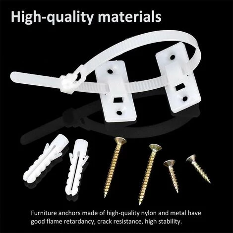 BEARSU Ceintures De Sécurité De Meubles Anti-bascule 16PCS, Dispositif De Prévention Des Chutes De Meubles, Sangles D'armoire En Nylon, Ceinture Murale De Sécurité Anti-bascule Blanche, Support Mural De Meubles Pour La Protection 3 BEARSU Ceintures De Sécurité De Meubles Anti-bascule 16PCS, Dispositif De Prévention Des Chutes De Meubles, Sangles D'armoire En Nylon, Ceinture Murale De Sécurité Anti-bascule Blanche, Support Mural De Meubles Pour La Protection – Image 3