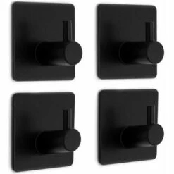 IDeko® 4 Pièces Crochet Porte Serviettes Auto Adhésif Noir Crochet Mural De Salle De Bains Porte Serviette Avec Scotch Adhésif