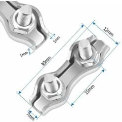 AIDUCHO M2 Pince De Câble 18 Pcs Double Serre Câbles Inox En Acier Inoxydable Pour Filin Cable Inox Pour 2MM Pince à Câble En Acier Inoxydable -Treuil, cric, palan et accessoires Soldes Boutique 32529641 4