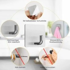 DEVENIRRICHE 6 Pièces Crochet Auto-Adhésif Porte-Serviette Acier Inoxydable Sans Perçage Aucune Trace Maison Cuisine Bureau -Treuil, cric, palan et accessoires Soldes Boutique 32951715 4