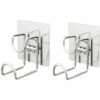 DEVENIRRICHE 2 Pcs Crochets Adhésifs Sans Perçage, 304 Acier Inoxydable Pour Usage Domestique, Ultra Forte Cintre Imperméable/Heavy Duty Crochet Fixé Au Mur Pour Cuisine, Salle De Bain, Bassin, Manteau, Serviette