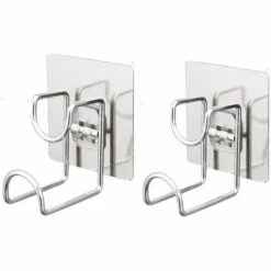 DEVENIRRICHE 2 Pcs Crochets Adhésifs Sans Perçage, 304 Acier Inoxydable Pour Usage Domestique, Ultra Forte Cintre Imperméable/Heavy Duty Crochet Fixé Au Mur Pour Cuisine, Salle De Bain, Bassin, Manteau, Serviette