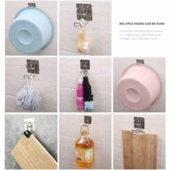 DEVENIRRICHE 2 Pcs Crochets Adhésifs Sans Perçage, 304 Acier Inoxydable Pour Usage Domestique, Ultra Forte Cintre Imperméable/Heavy Duty Crochet Fixé Au Mur Pour Cuisine, Salle De Bain, Bassin, Manteau, Serviette -Treuil, cric, palan et accessoires Soldes Boutique 32951760 5