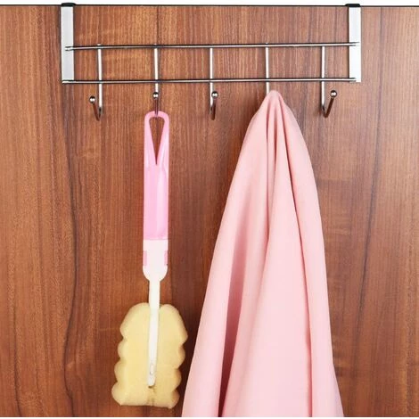 DEVENIRRICHE Crochet De Porte En Acier Inoxydable Crochet De Porte Manteau Crochet Cintre Avec 5 Crochets 2 DEVENIRRICHE Crochet De Porte En Acier Inoxydable Crochet De Porte Manteau Crochet Cintre Avec 5 Crochets – Image 2