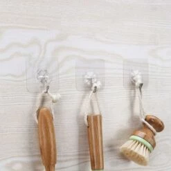 DEVENIRRICHE 10 Pièces Crochets Auto-adhésifs Magiques Réutilisables Crochet Adhésif Transparent Crochets De Manteau Crochets En Plastique -Treuil, cric, palan et accessoires Soldes Boutique 33634680 4