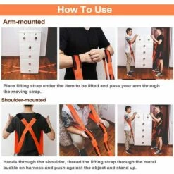 QDRECLOD Sangle Déménagement, Bretelles De Levage, Système De Levage Et De Déplacement De 2 Personnes Avec Coussin, Déplacez, Transportez Et Sécurisez Facilement Des Meubles, Objet Lourd Jusqu'à 400KG - Orange -Treuil, cric, palan et accessoires Soldes Boutique 35892393 4