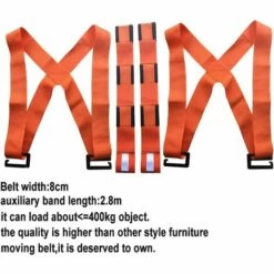 QDRECLOD Sangle Déménagement, Bretelles De Levage, Système De Levage Et De Déplacement De 2 Personnes Avec Coussin, Déplacez, Transportez Et Sécurisez Facilement Des Meubles, Objet Lourd Jusqu'à 400KG - Orange -Treuil, cric, palan et accessoires Soldes Boutique 35892393 5